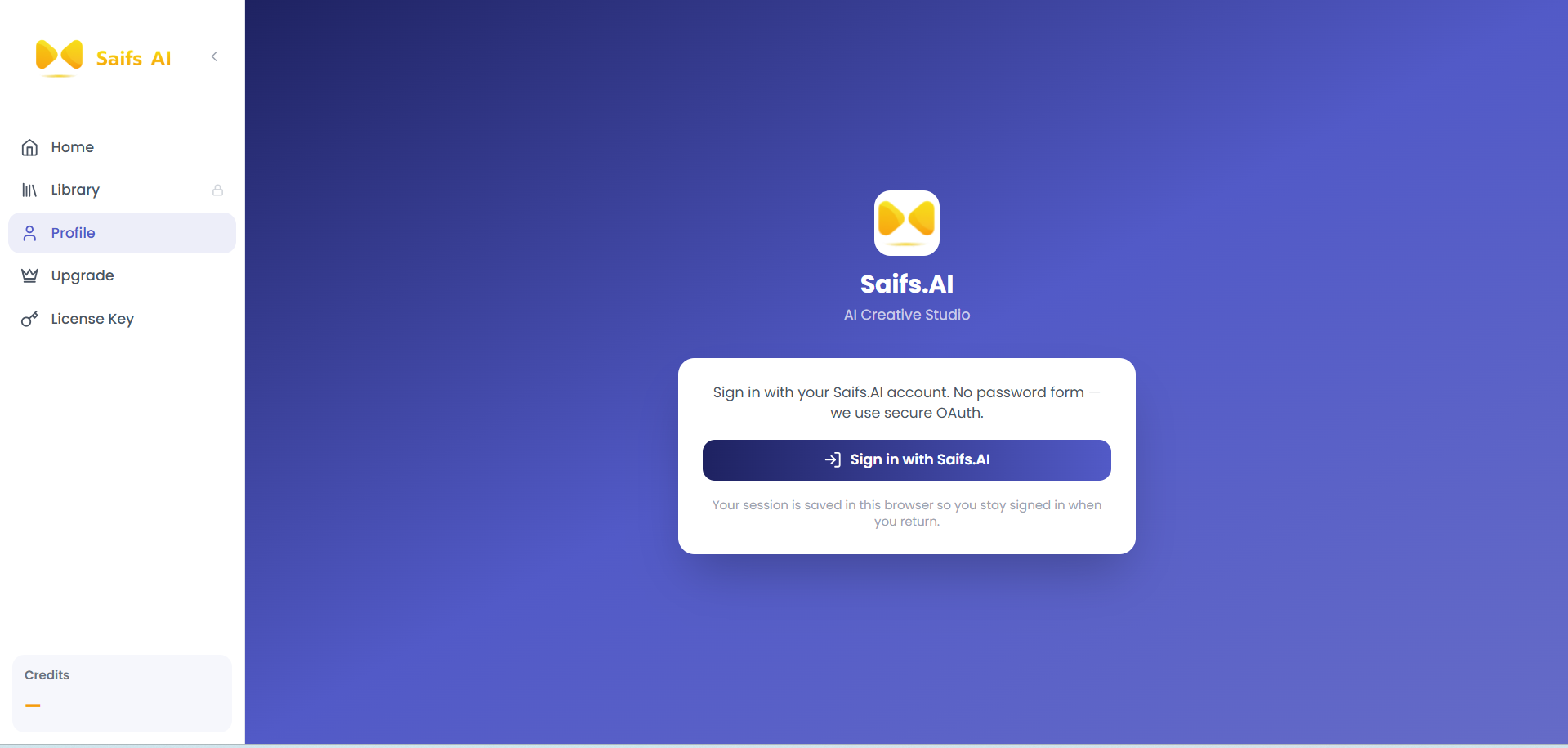 Saifs AI 登录界面