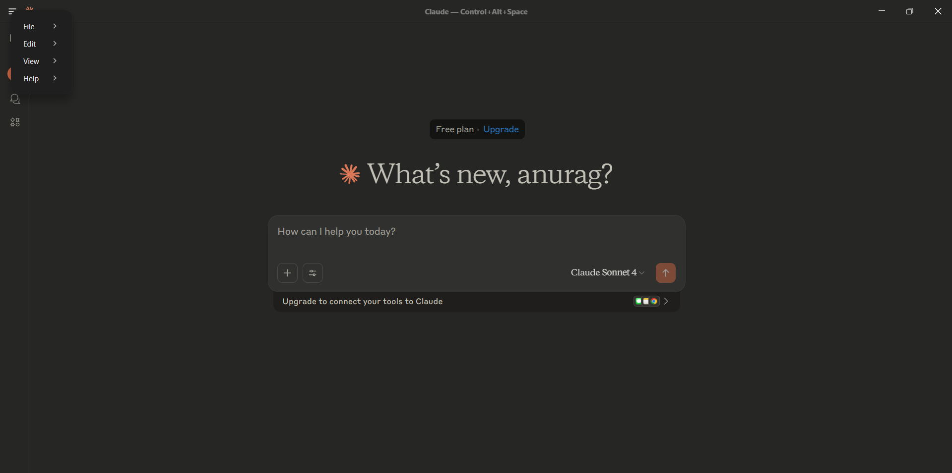 Claude Desktop App Menu